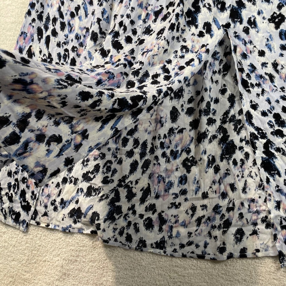 off shoulder maxi dress pastel animal print soft surroundings M flowy leg slits - Picture 4 of 9